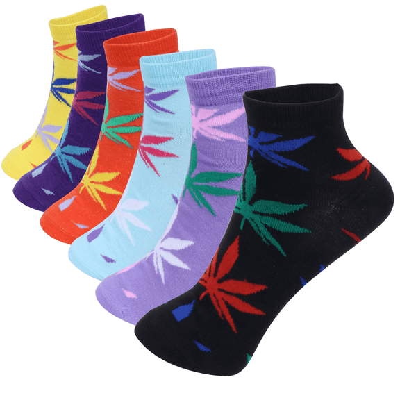 12 Pairs Assorted Women's Lightweight Cotton Socks Weeds Casual Low Cut Ankle Size: 9-11