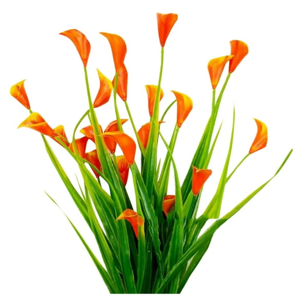 Nomeni Clearance 2 Bundles Artificial Outdoor Flowers Fake Flowers Green Shrubs Garden Porch, Artificial Flowers For Outdoors Clearance Sale, 2Pc Artificial Flowers Orange