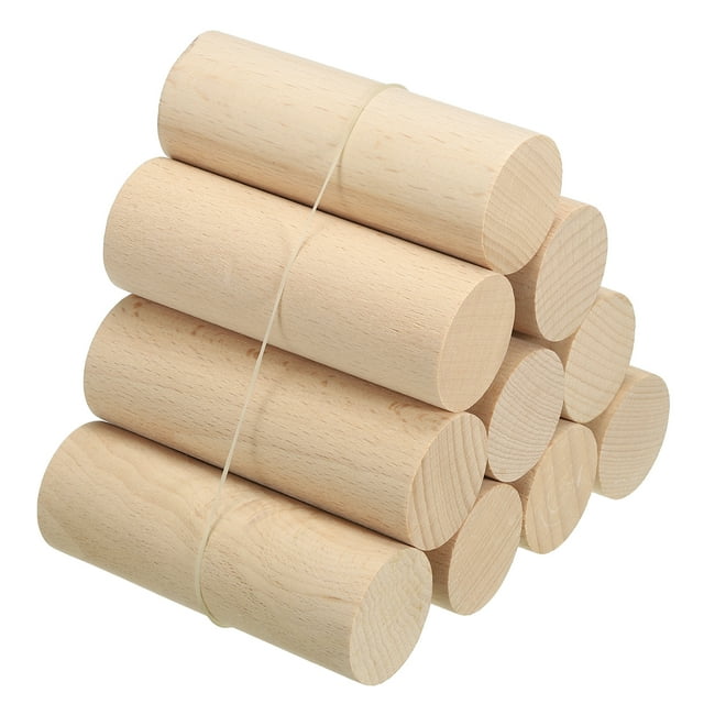 Unique Bargains 1-3/8 x 4 Inch Dowel Rods Wood Sticks Unfinished Wooden Dowel Rods Round Dowels Sticks 10 Pcs