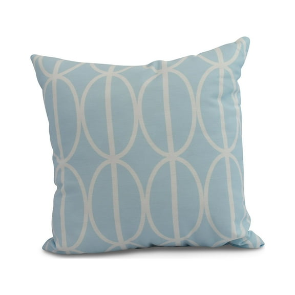 Simply Daisy, 16" x 16" Ovals Go 'Round , Geometric Print Outdoor Pillow, Pale Blue