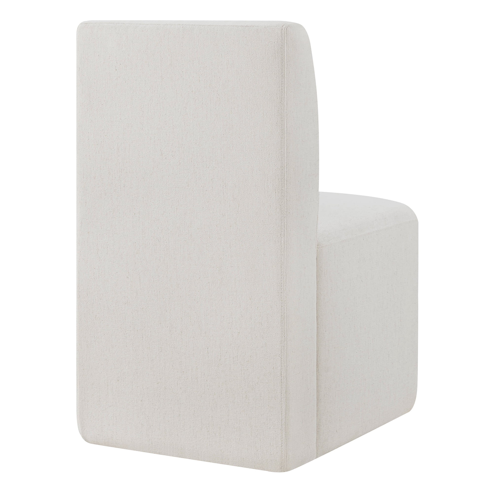 Spruce & Spring Upholstered Dining Chairs with Hidden Casters Set of 2, Cream(Grey-flecked)