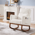 thumbnail image 3 of Alden Design Boucle Upholstered Rocking Chair with Side Pockets for Living Room, Ivory, 3 of 7