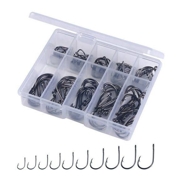 100/500pcs Steel Barbed Fish Hooks Replacement Eyed Sea Fish Hooks Rustproof Carp Circle Hooks Baits Holder Hooks
