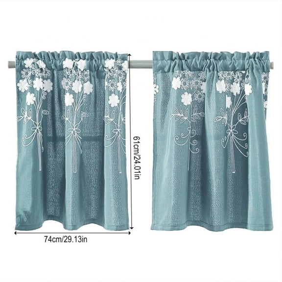 Short Blackout Curtains for Living Room Bedroom, 29 x 24 inches Window Treatment Small Panels Kitchen Cabinet Half-curtain Dustproof Cafe Drape (Blue)