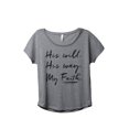 thumbnail image 1 of His Will His Way My Faith Women's Fashion Slouchy Dolman T-Shirt Tee Heather Grey Large, 1 of 4
