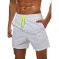 thumbnail image 1 of Daeful Boardshorts Elastic-Waist Swimsuit Drawstring Beach Pants Men Fitness Sports Solid Color Bathing Suit White M, 1 of 4