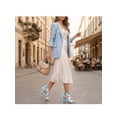 thumbnail image 6 of BLISSFUL STEP Lace Up Strappy Heel Satin Block Heels Sandals for Women Light Blue (Size 7), 6 of 7