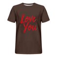 thumbnail image 3 of Jinhomg Holiday Tees for Men Simple Cute Valentine's Day Heart Print T-Shirts Big and Tall Comfy Short Sleeve Crew Neck Tops Male Holiday Gifts Deal of The Day Prime Today Brown XXL, 3 of 4