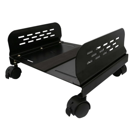 Mobile Desktop Tower Computer Metal Floor Stand Rolling Caster Wheels with Tall Support Walls and Adjustable Width from 5