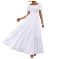 thumbnail image 1 of Vestido cruzado boho floral para mujer 2025: vestido largo con cuello redondo, manga corta, cinturón y volantes en el bajo, poliéster/spandex, informal/playa (S-XXL), 1 of 4