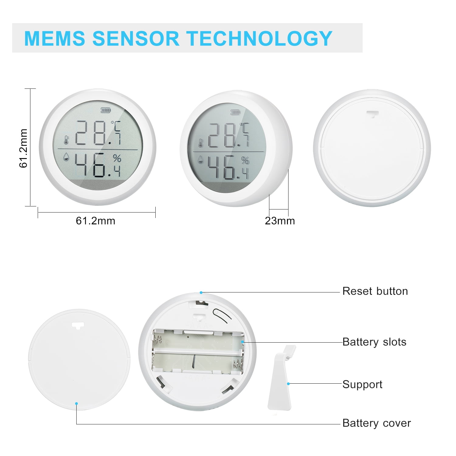 Thermomètre Hygromètre WiFi/Zigbee - Capteur Température Humidité - Compatible Tuya, Alexa - Piles AAA