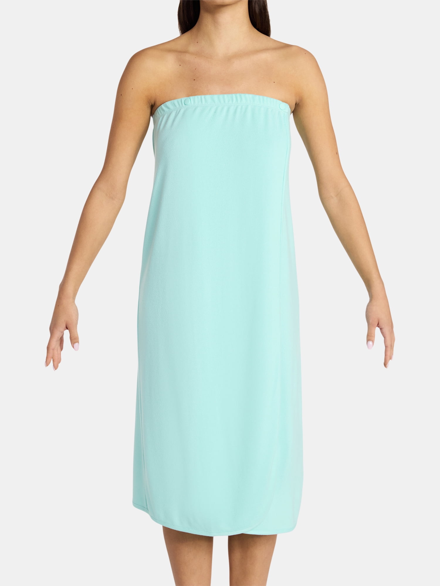 Lissome Women's Ultra Soft Stretch Knit Strapless Snap Closure Bath Wrap, Sizes S-3X