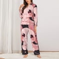 thumbnail image 2 of Picia Chibi Axolotl Sakura Fantasy Pattern Women’s Long-Sleeve Sleepwear Set - Soft 2-Piece Loungewear with Pockets, Comfy PJs for Relaxing Nights-Small, 2 of 7