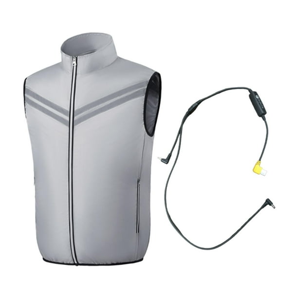 Chaleco de refrigeración con ventilador, chaqueta recargable de poliéster, chaleco con ventilador para correr y pescar. Gris M