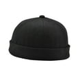 thumbnail image 3 of Men Casual Docker Hat Sailor Biker SkullCap Retro Beanie Black, 3 of 6