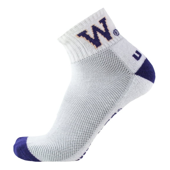 Washington Huskies White Quarter Sock - Donegal Bay - Unisex - One Size - Quarter