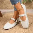 thumbnail image 5 of BRGZLK Mary Jane Shoes for Women Trendy Solid Color Round Toe Woven Print Ballet Flats with Strap Dressy Comfortable Casual Shoes Beige 6, 5 of 9