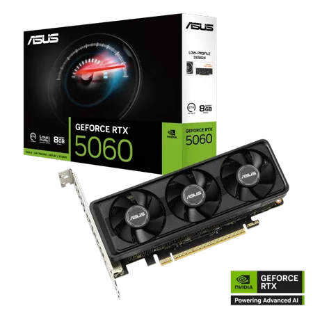 ASUS NVIDIA GeForce RTX™ 5060 LP BRK 8GB GDDR7 OC Edition Graphics Card (PCIe® 5.0, 8GB GDDR7, HDMI®/DP 2.1, Low-Profile Design, IP5X Dust Resistance)