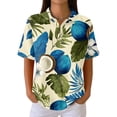thumbnail image 2 of Women's Golf Polo Shirts Collared V Neck Short Sleeve Plus Size Casual Henley Waffle Knit Button-Up Top, 2 of 5