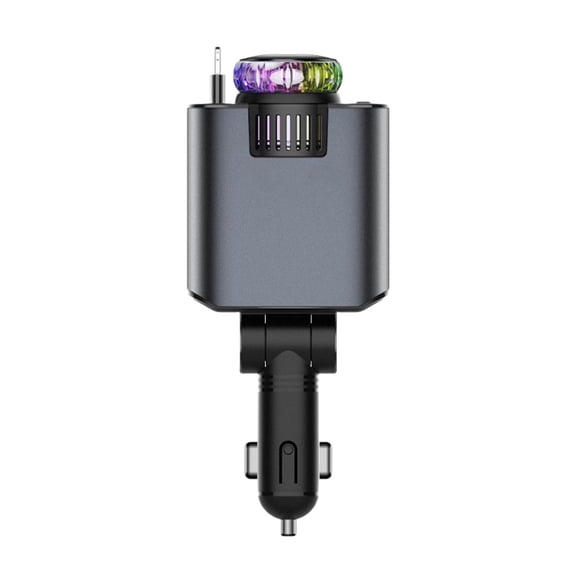 HaoXun 3-in-1 Retractable Car Charger with Starlight Ambient Lighting - Super Fast Charging PD30, Aroma Mist Diffuser, and 15ml Fragrance for Car Interior Accessories