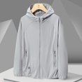 thumbnail image 2 of MIXUE Mens Coats And Jackets Autumn Winter Solid Color Hooded Long Sleeve Zip Up Casual Lightweight Fashion Coat Activewear,Gray,XXXXL, 2 of 8