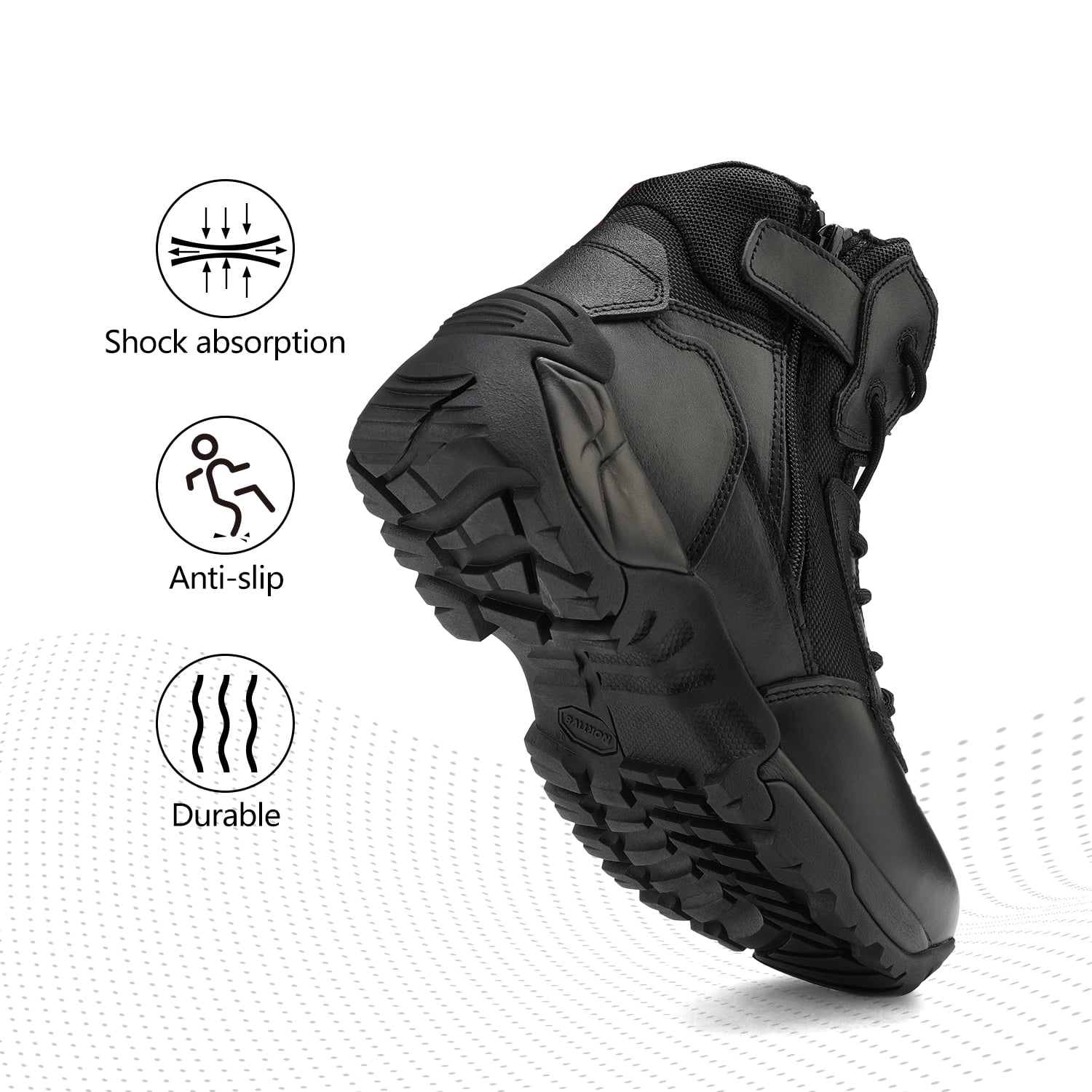 BURUDANI Men's Military Tactical Boots Motorcycle Ankle Boots Outdoor Combat Ankle Hiking Boots Shoes Black Size 9