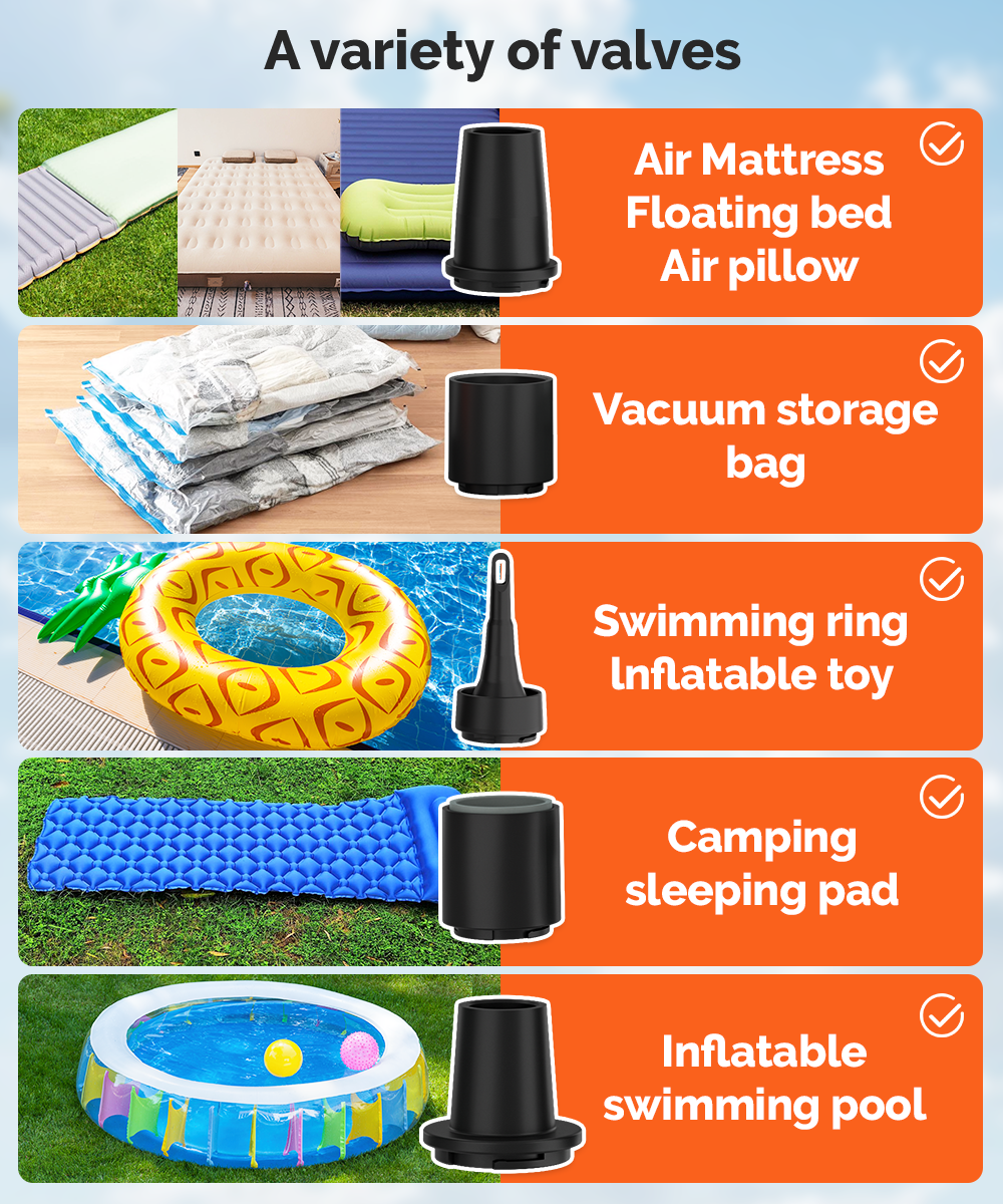 ETENWOLF Mini Electric Air Pump for Inflatables,with 2600 mAh Battery & Camping Light,Ultra-Fast USB Rechargeable Inflate Deflate Pump for Mattress