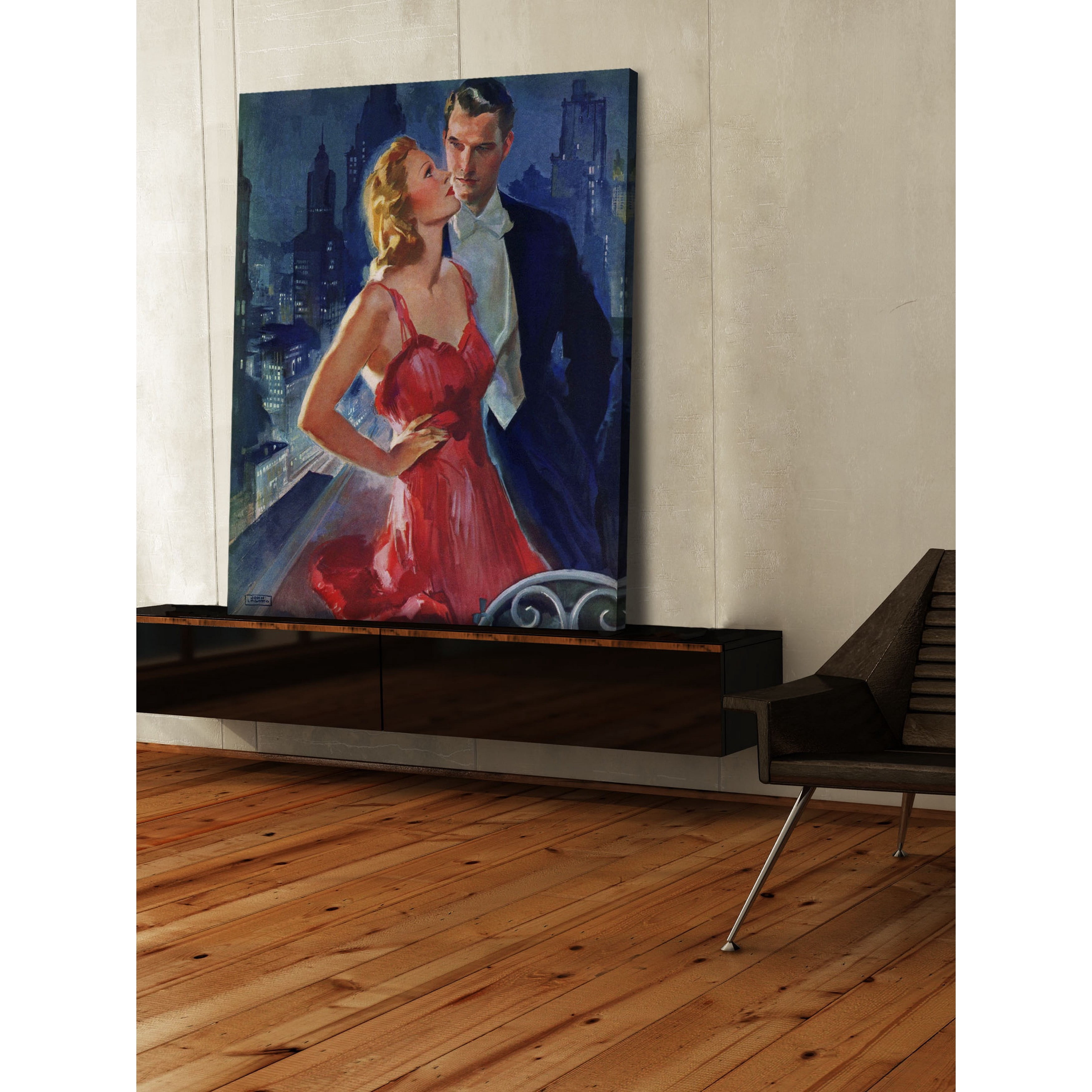 Marmont Hill "Formal Couple on Balcony" by John LaGatta Painting Print on Canvas