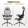 thumbnail image 5 of GIANNA Ergonomic High-Back Mesh Office Chair with Lumbar Support, Adjustable Armrests, and Breathable Design for Comfortable Long-Hour Work, Grey, 5 of 7