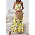 thumbnail image 2 of Women's Lemon Print Sweetheart Neck Maxi Dress 95% Linen 5% Triacetate Lightweight Chic Beach Ready All Day Everyday, 2 of 6