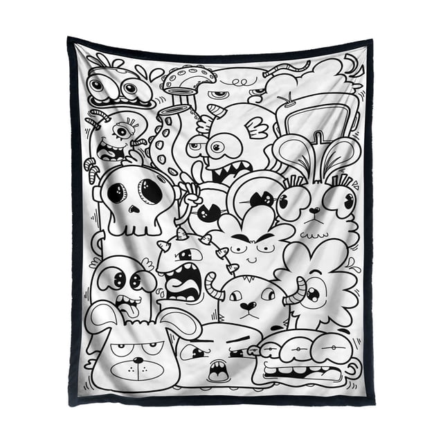 WUSUOWEI 1PC DIY Coloring Blanket,Color Your Own Blankets,Customizable Washable Colorings Blanket Kits,Coloring Mat,Creating Colorings Blankets for Adults,Art Activity Home Decoration