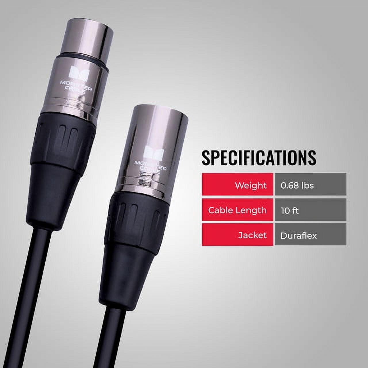 Monster Prolink Monster Classic Microphone Cable - Silver contact XLRs, 6ft. - Speak-On plugs