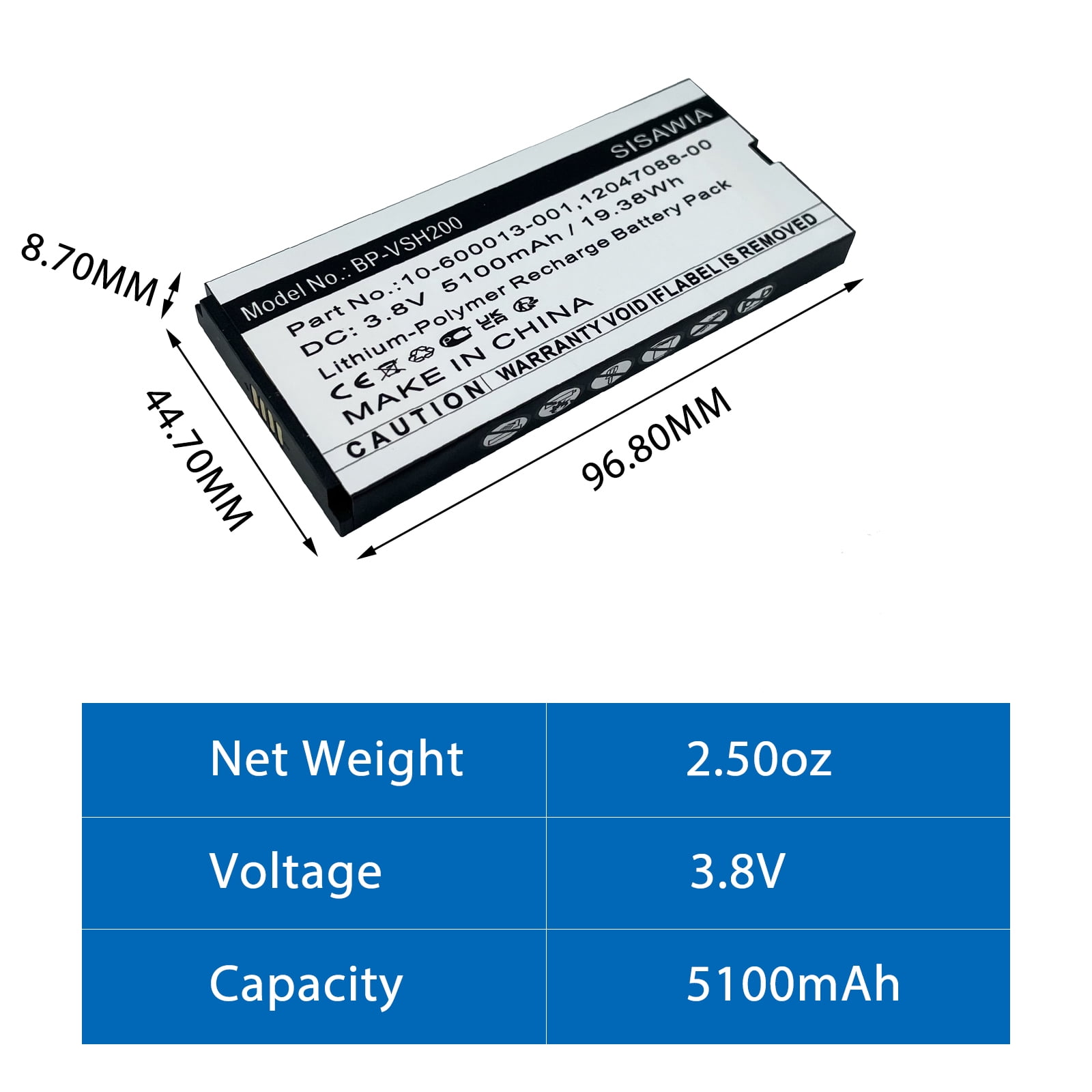 Replacement Battery for Vivint Smart Hub Control Panel,VS-SH2000-C00,10-600013-001,12047088-00,5100mAh
