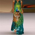 thumbnail image 4 of Robes Vintage Imprimées pour Femmes Été Boho Sans Manches Col en V Longue Robe Décontractée Élégante Plage Fête Maxi Robes Vestidos, 4 of 5