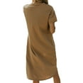thumbnail image 4 of Yuyuzo Robe d'Été pour Femmes à Manches Courtes, Col Ras du Cou, T-Shirts Basiques Unis, Robe Midi Décontractée avec Poches, 4 of 6
