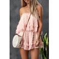 thumbnail image 3 of ABPHQTO Pelele sin tirantes a capas con volantes de lunares suizos rosa para mujer, 3 of 5