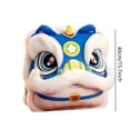 thumbnail image 3 of Btomtd Lion Dance Plush Throw Pillows, Auspicious Chinese Festival Cushion, Warm Pillow for Sofa, Festive Home Decor and Holiday Gift, Size 16" x 16", Blue, 3 of 5