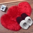 thumbnail image 4 of Mucky Cat Fluffy Heart Shaped Valentine's Day Area Rug & Door Mat , Machine Washable, Non Slip Carpet Mats for Bedroom, Living Room - Home Decor Rugs,Red,28"X32", 4 of 6