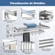 thumbnail image 4 of Toalleros de Baño Plegable, Accesorios de Baño de Acero Inoxidable, Toallero Plegable de Pared, Estantería de Almacenamiento para Baño con Ganchos para Baño, Cocina y Hotel (Silver), 4 of 13