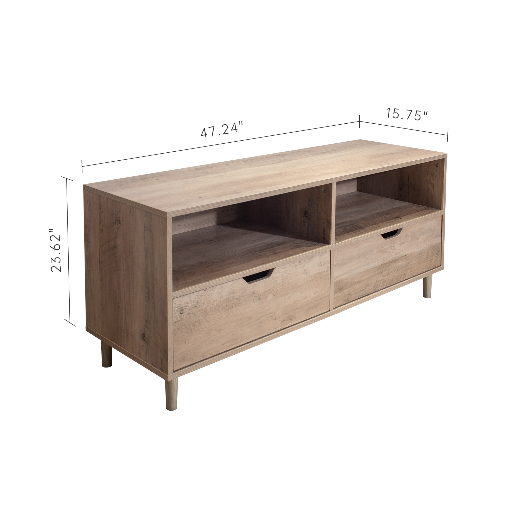 Kadyn MDF TV Stand, Modern Entertainment Center with 2 Drawer and Open Shelves, TV Console Table for TVs up to 55" , Oak