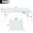 thumbnail image 2 of Dining Tables 6ft Folding Table, Portable Plastic Table for Camping, Picnics, Parties, High Load Bearing Foldable Table White,Modern Dining Tables, 2 of 8