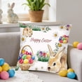 thumbnail image 5 of Easter Bunny Pillowcase, Double-Sided Velour Cushion Cover, Soft Home Decor with Watercolor Designs, for Spring Parties and Festive Ambiance, 5 of 6