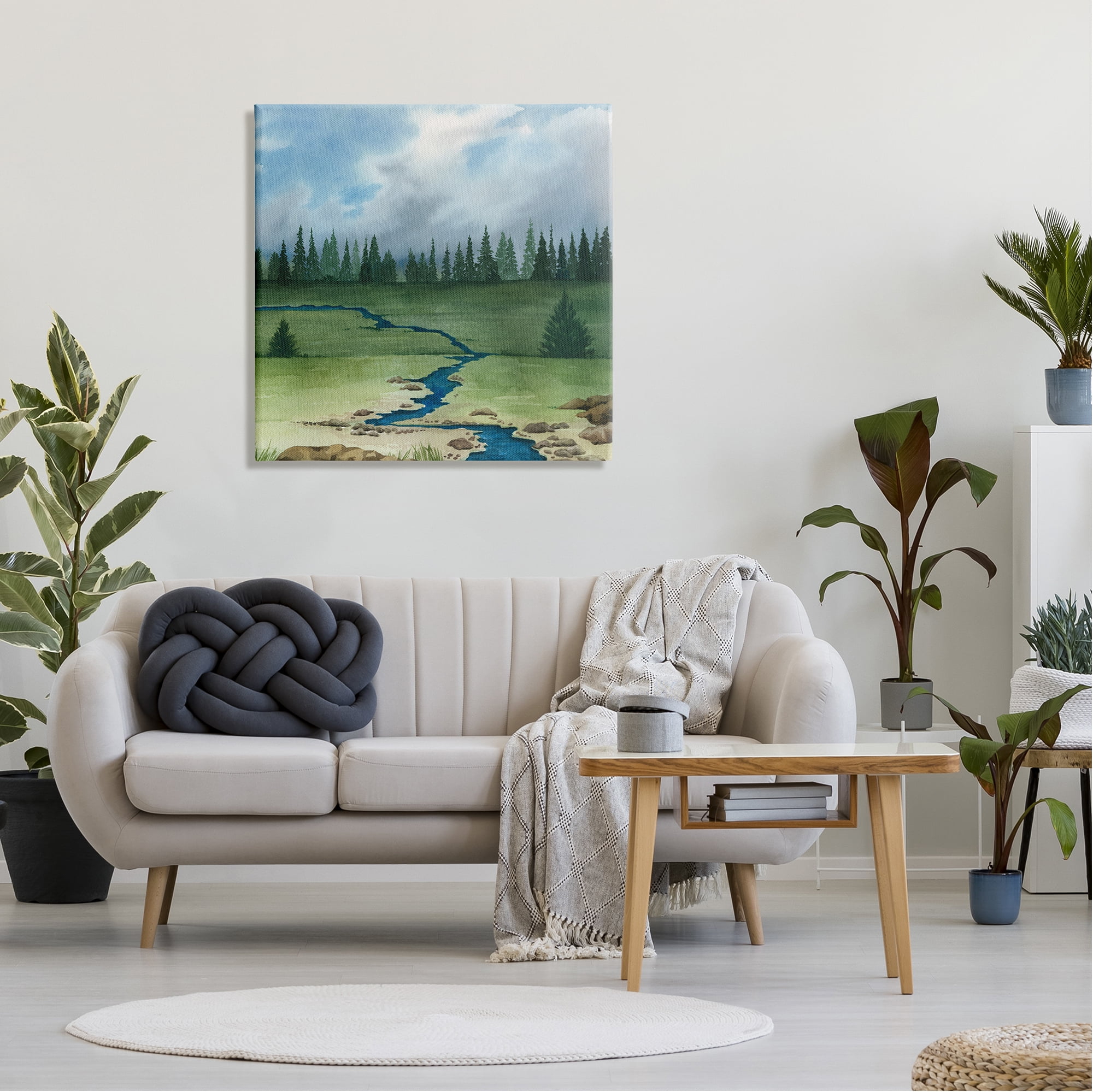 Stupell Rural Stream Flowing Countryside Landscape Painting Gallery Wrapped Canvas Print Wall Art