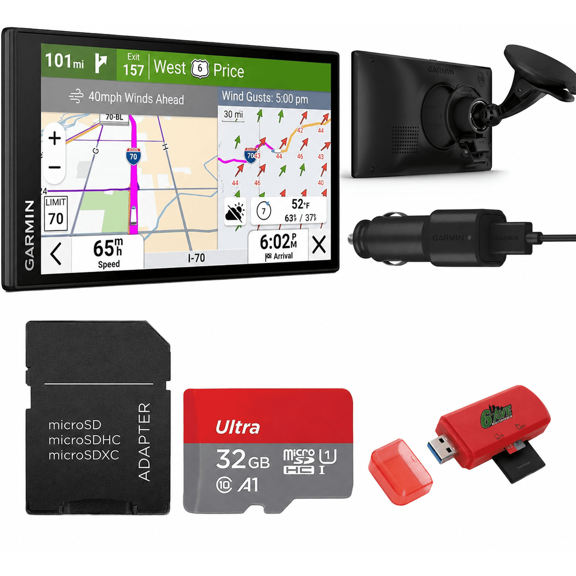 Garmin Dezl OTR620 GPS Truck Navigator 6" Display Touchscreen, Commercial GPS Navigation with 32GB SD Memory Card + LCD Cleaning Kit