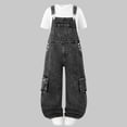 thumbnail image 2 of WAVSUF Kids Girls Denim Overalls Wide Leg with Pocket Adjustable Straps Summer Trendy Loose Jean Jumpsuits Black Size 8, 2 of 9