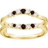 Diamonds (G,I2) and Ruby Mounted In Sterling Silver Curved Wedding Ring Guard Enhancer (0.35ctw)
