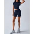 thumbnail image 4 of Women'S Summer 2 Piece Outfits Skinny Shorts Tracksuit Sets Navy Blue XL, 4 of 8