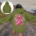 thumbnail image 2 of Oversized Sweatshirt for Women Pink Ribbon Print Cancer Awareness Hoodie Long Sleeve Fall Winter Pullover Tops (Green, S), 2 of 6