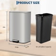 thumbnail image 4 of Kitchen Trash Can, Stainless Steel Garbage Can with Soft-Close Lid, Removable Inner Bucket & Wide Foot Pedal, Rectangular Space Saving Trash Bin for Home, Office, Bathroom, 4 of 7