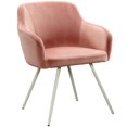thumbnail image 1 of Sauder Chaise d'Appoint Anda Norr en Velours Rose Saumon et Blanc, 1 of 8